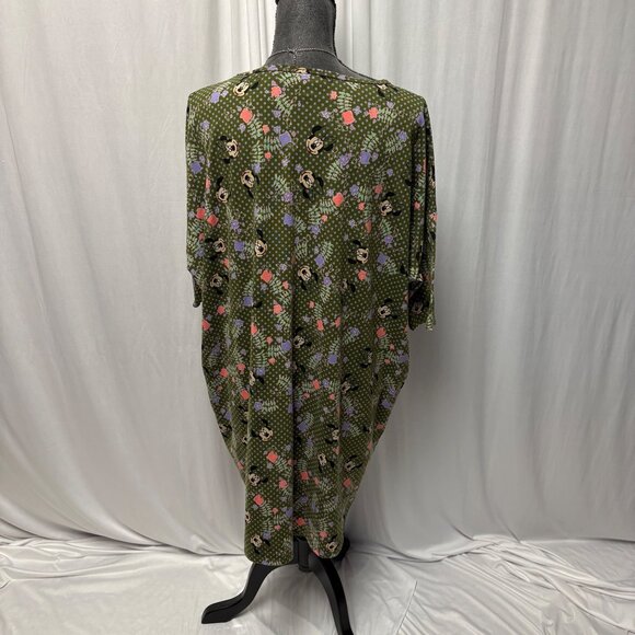 LulaRoe Irma Top Womens Size XL Disney Minnie Mouse Green Floral T-Shirt Tunic - Picture 3 of 10